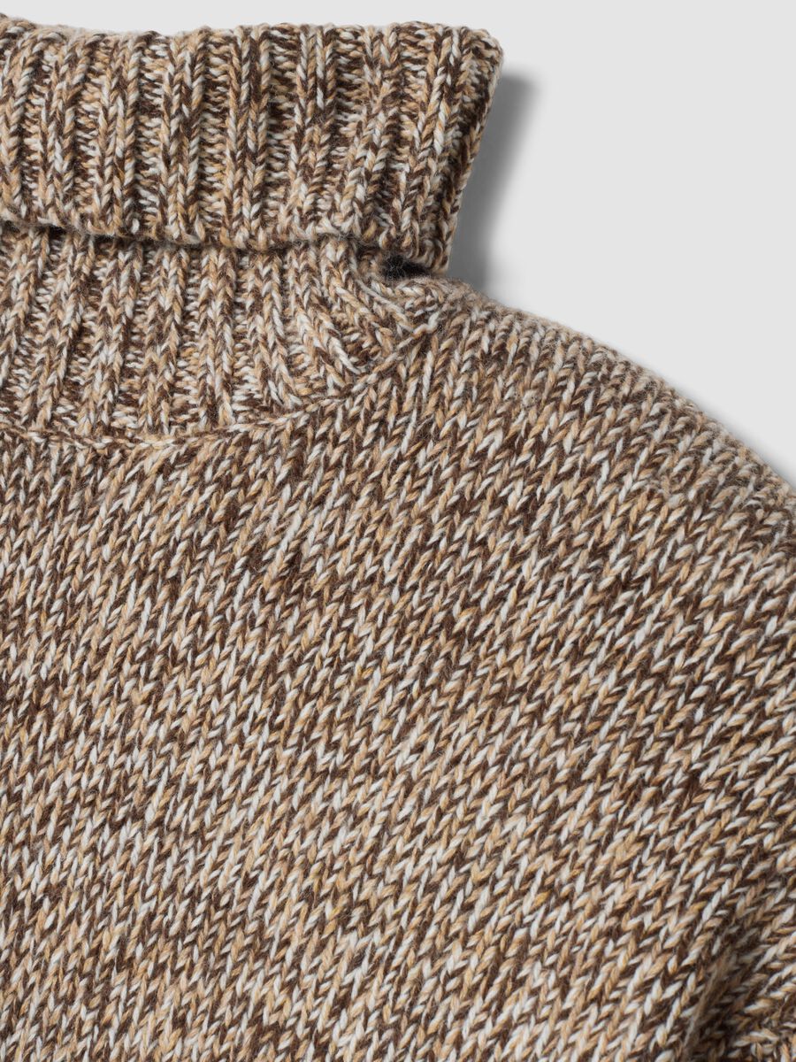 Brown roll-neck wool-blend oversized jumper_1