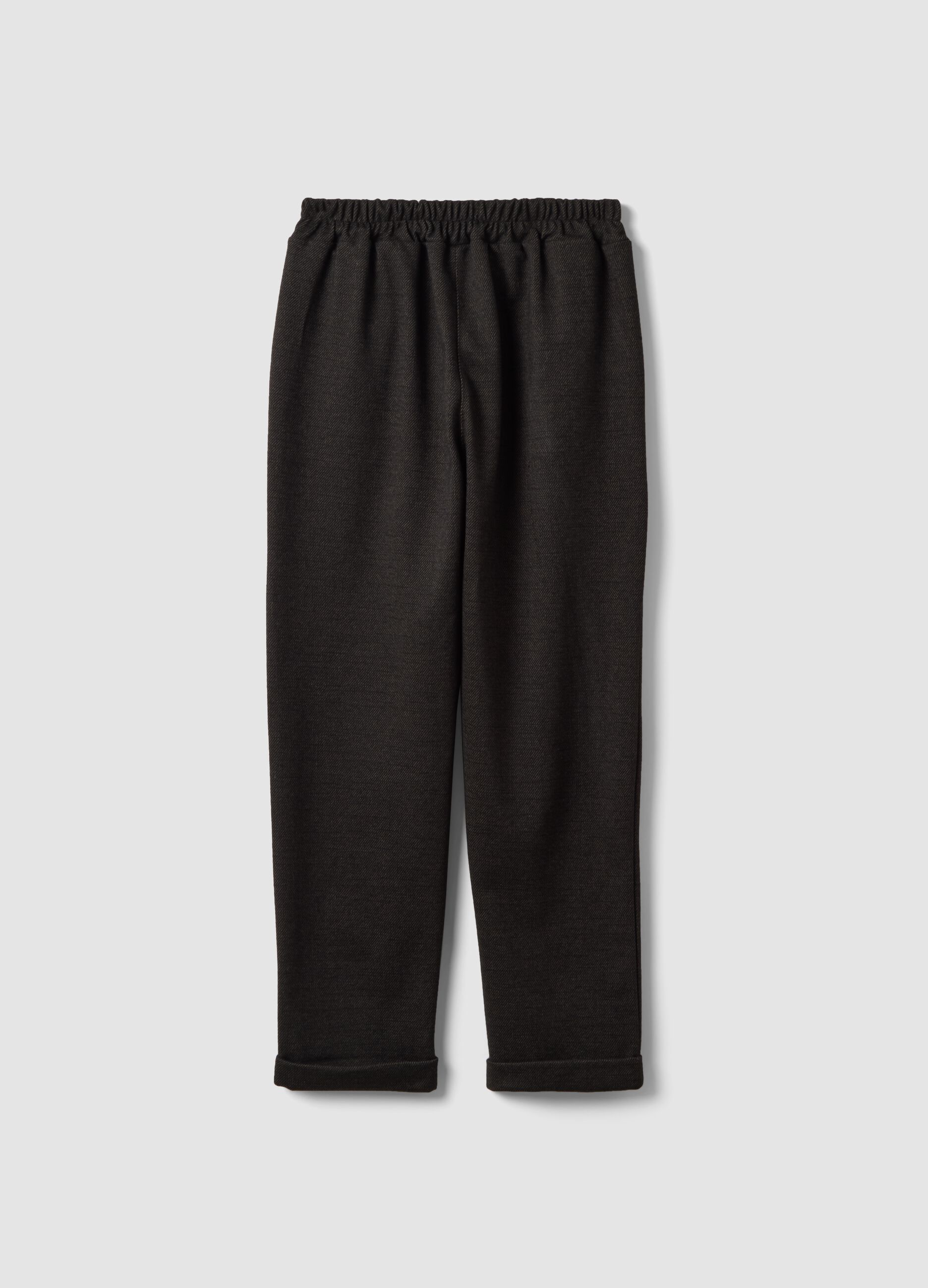 Brown regular-fit formal trousers in stretch viscose