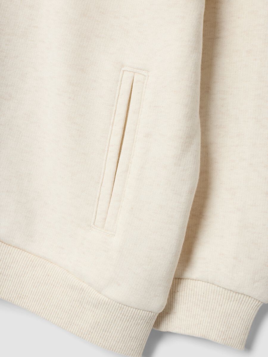 Beige cotton-blend hoodie sweatshirt with crew neck_2