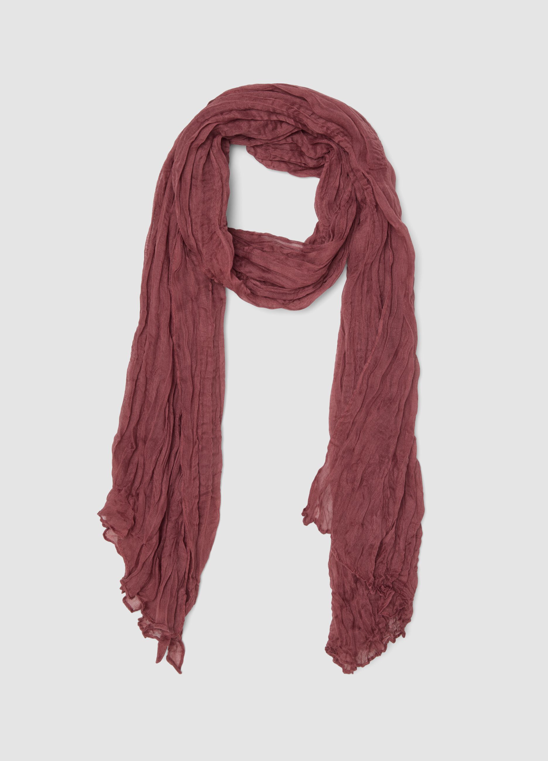 Semi-sheer crinkle-effect pink scarf