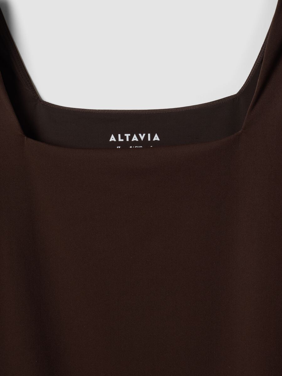 Brown bodysuit in breathable stretch fabric with wide neckline ALTAVIA STUDIO_7