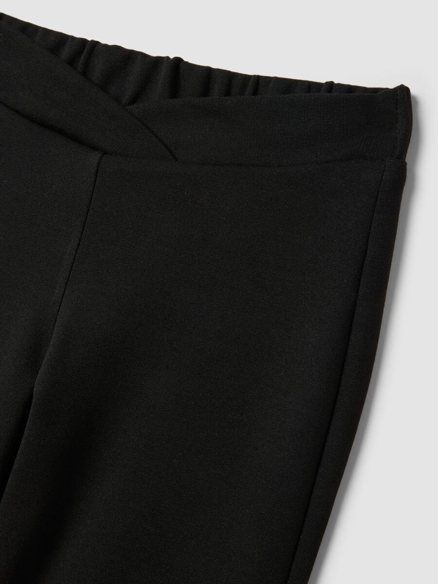 Black stretch viscose flared trousers_2