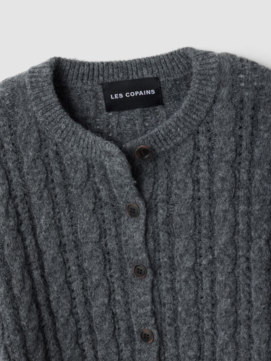 Grey wool-blend cable-knit cardigan_1
