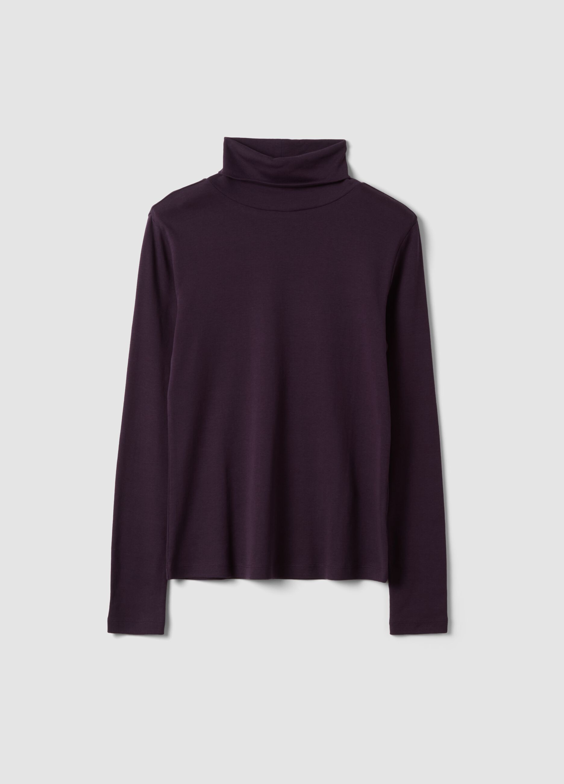 Purple pure cotton long-sleeve crew-neck top