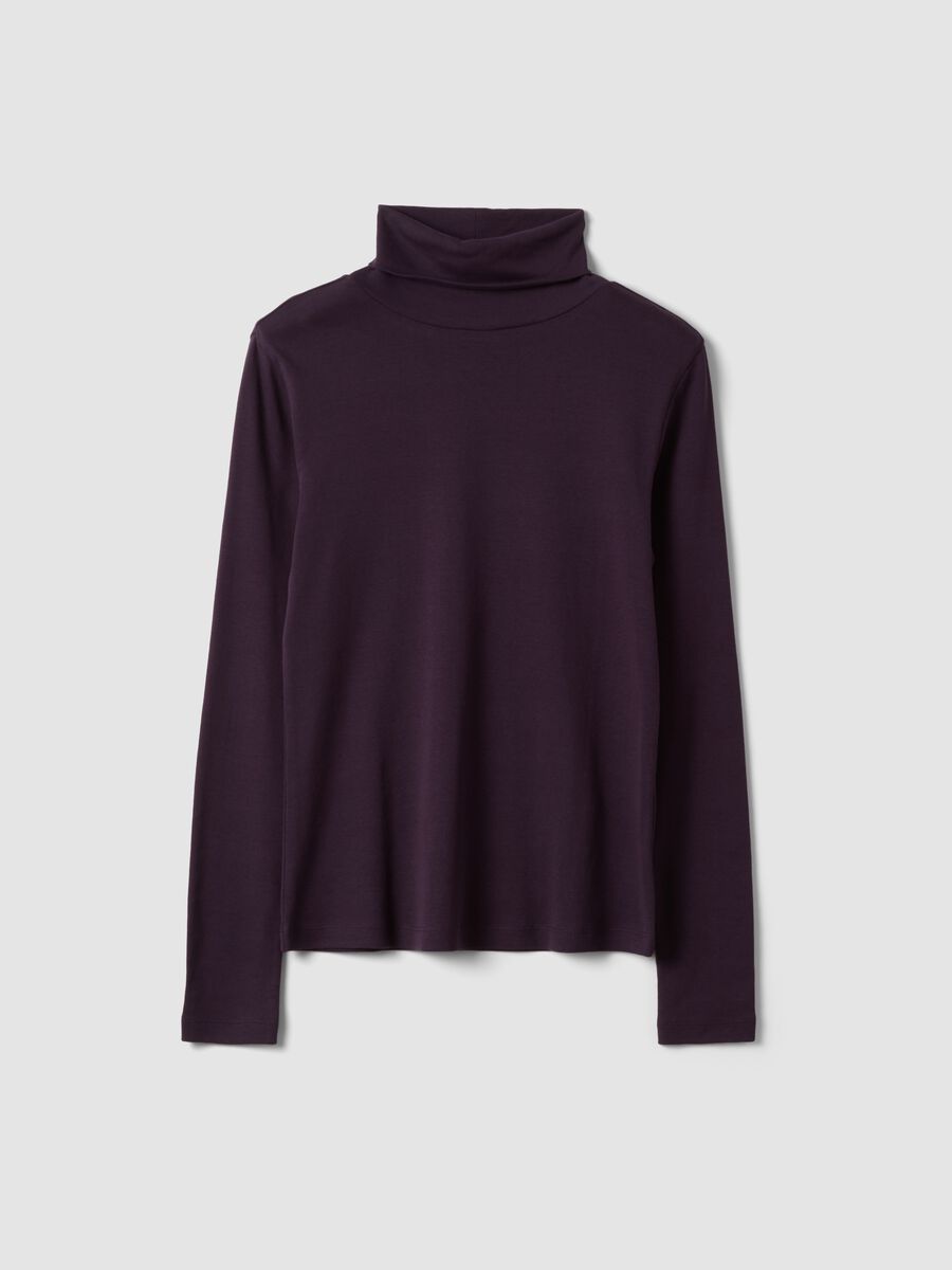 Purple pure cotton long-sleeve crew-neck top_4