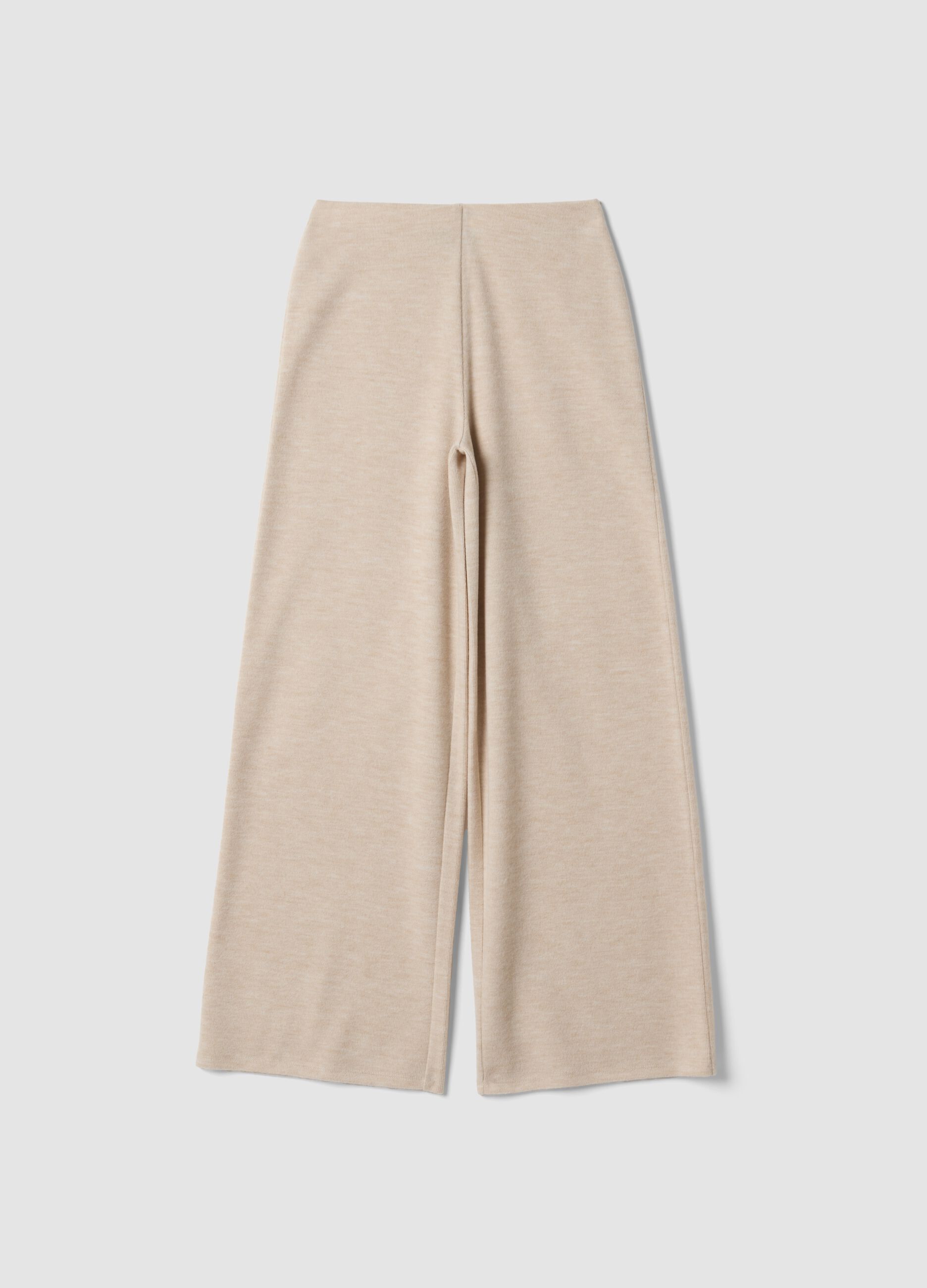 Beige relaxed-fit viscose-blend trousers