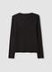 Black pure cotton T-shirt with rhinestone detail_1