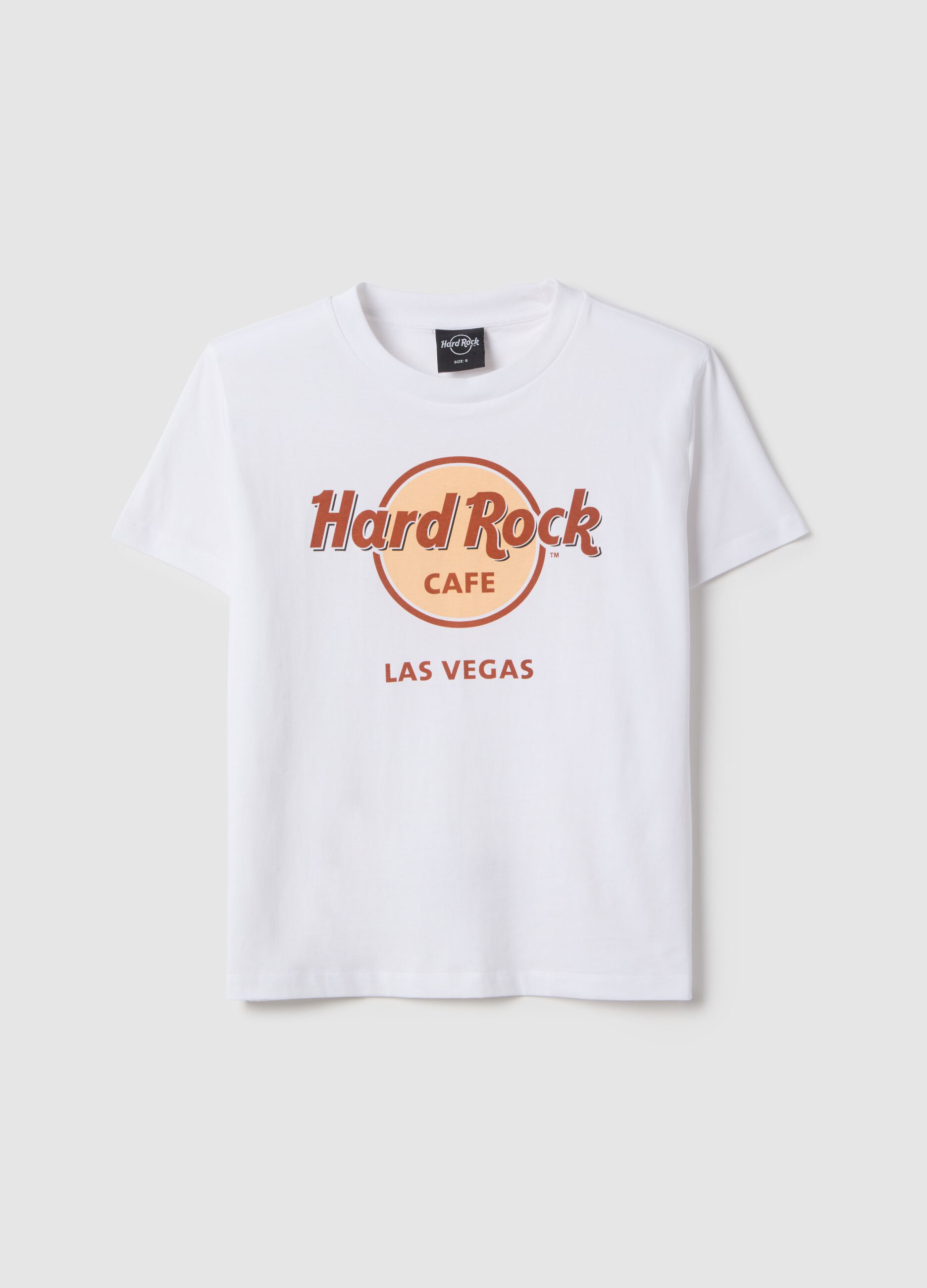White Pure Cotton Regular Fit T-shirt with Hard Rock Cafe Logo