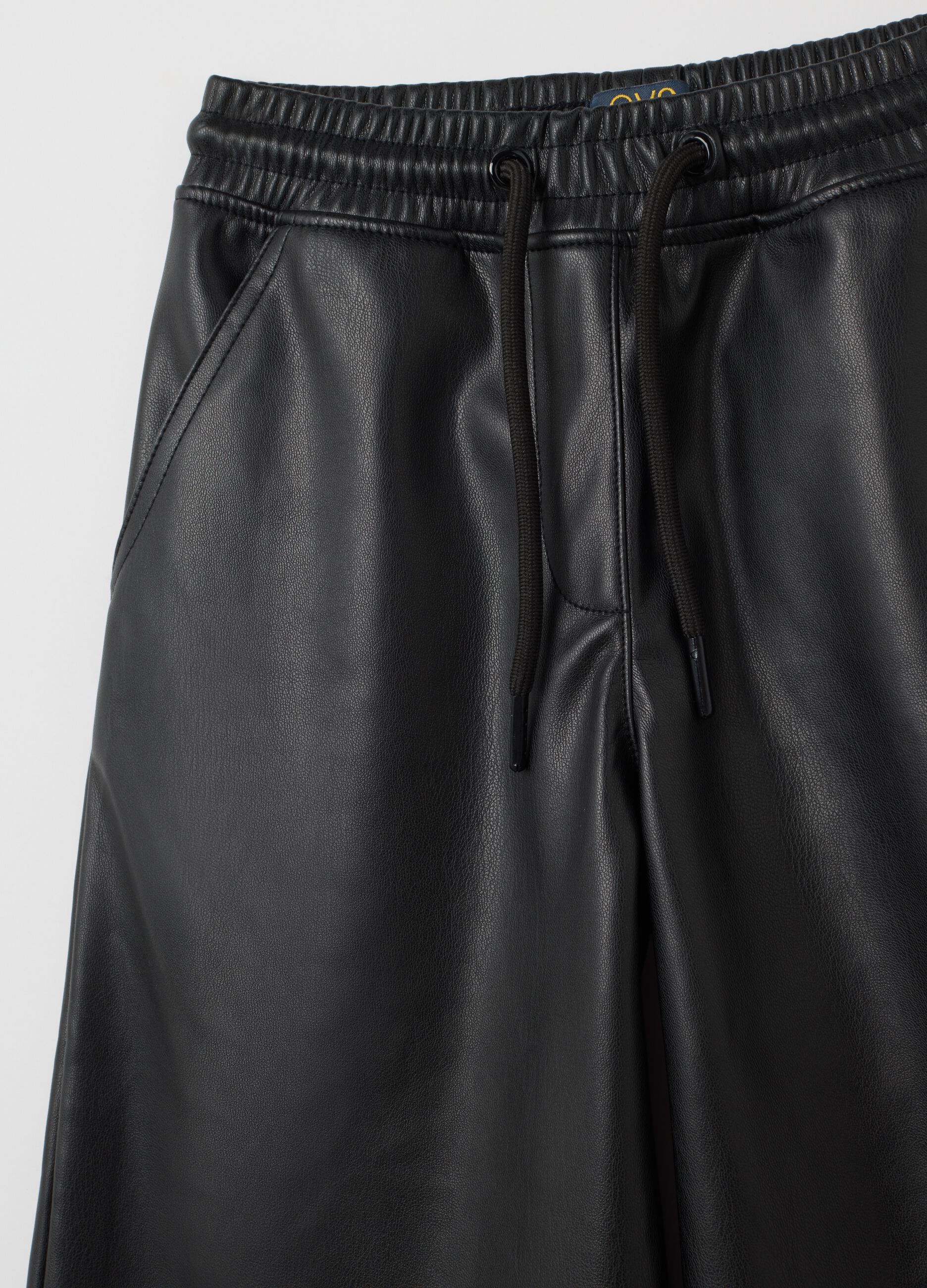 Girls' Black Regular Fit Trousers