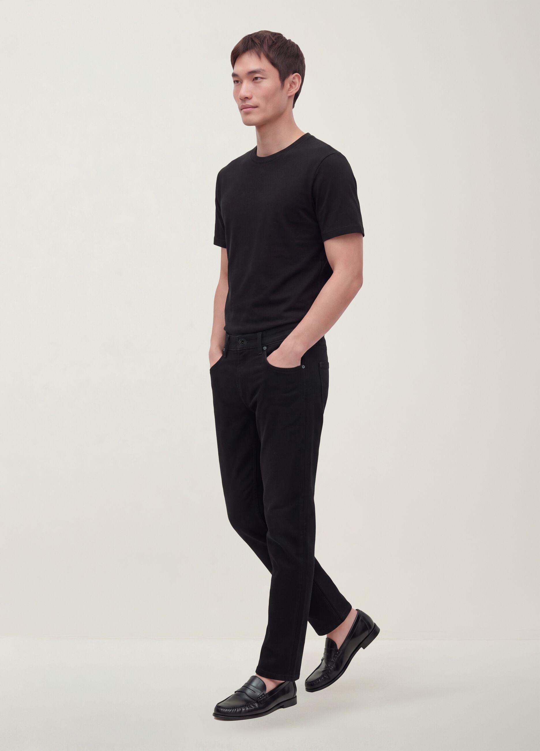 Black slim-fit jeans in cotton and viscose blend