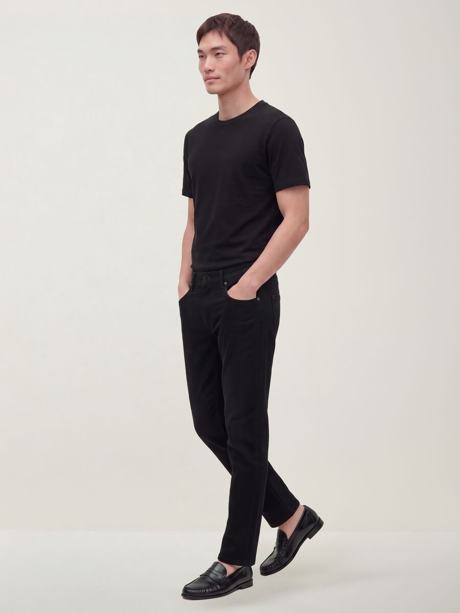 Black slim-fit jeans in cotton and viscose blend_3