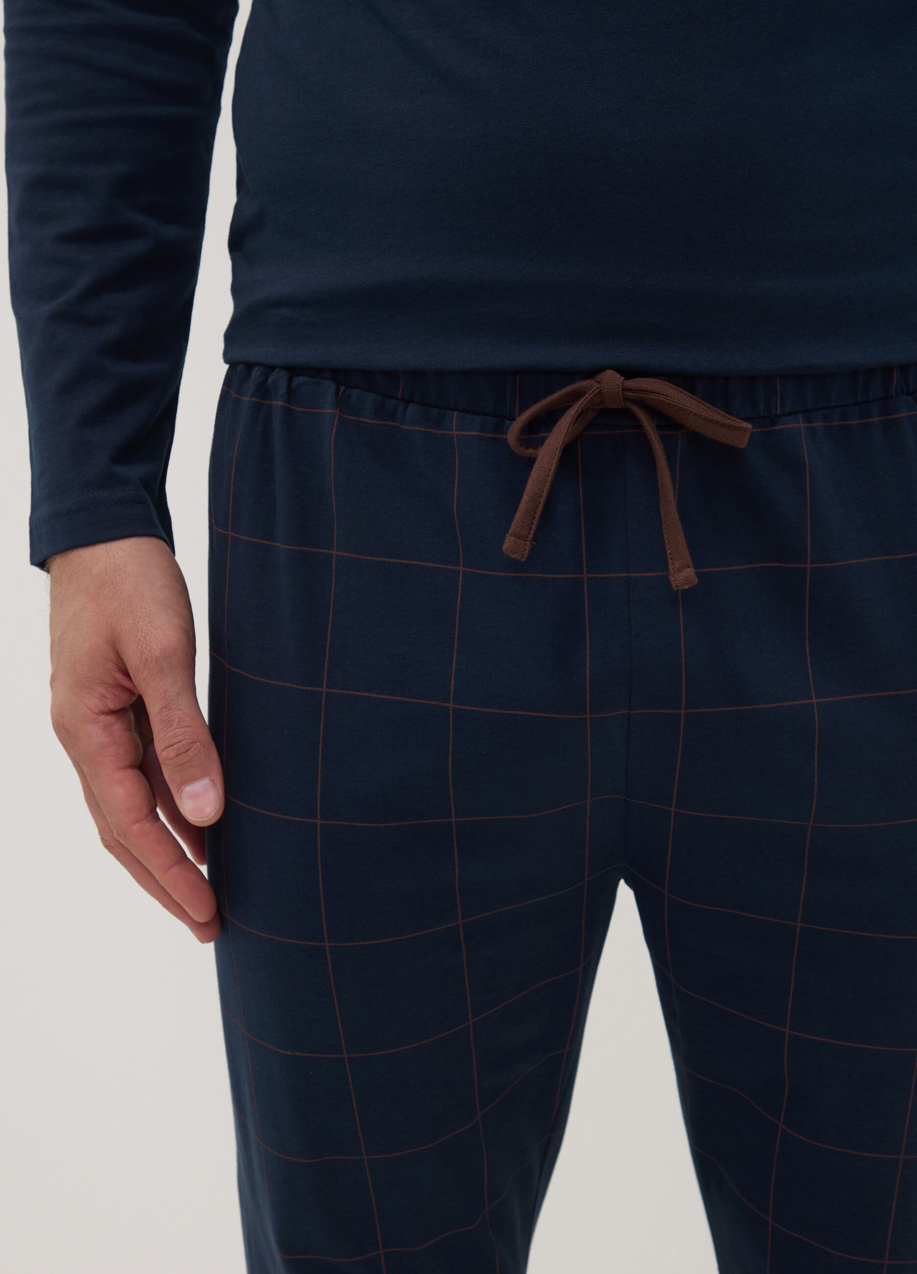 Blue pure organic cotton V-neck pyjamas