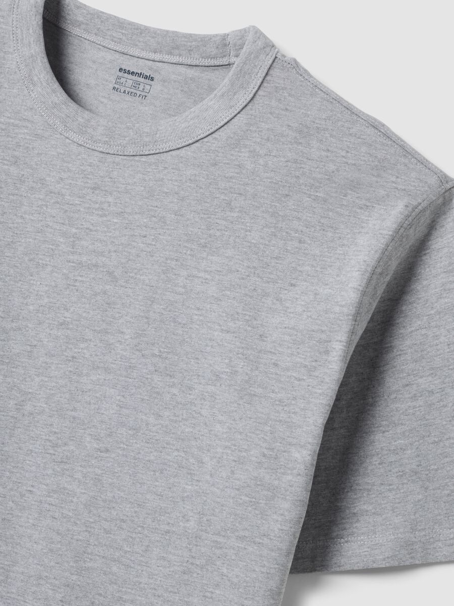 Grey pure cotton crew-neck T-shirt, relaxed fit_1
