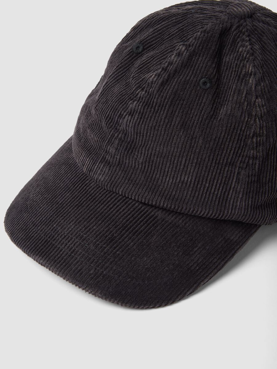 Brown pure cotton ribbed baseball cap_1