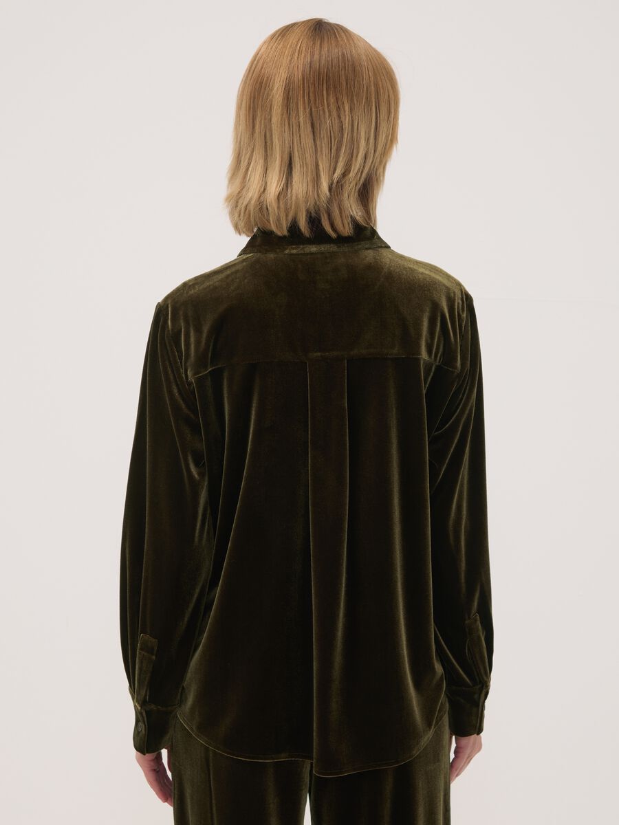 Green stretch velour regular-fit shirt_3