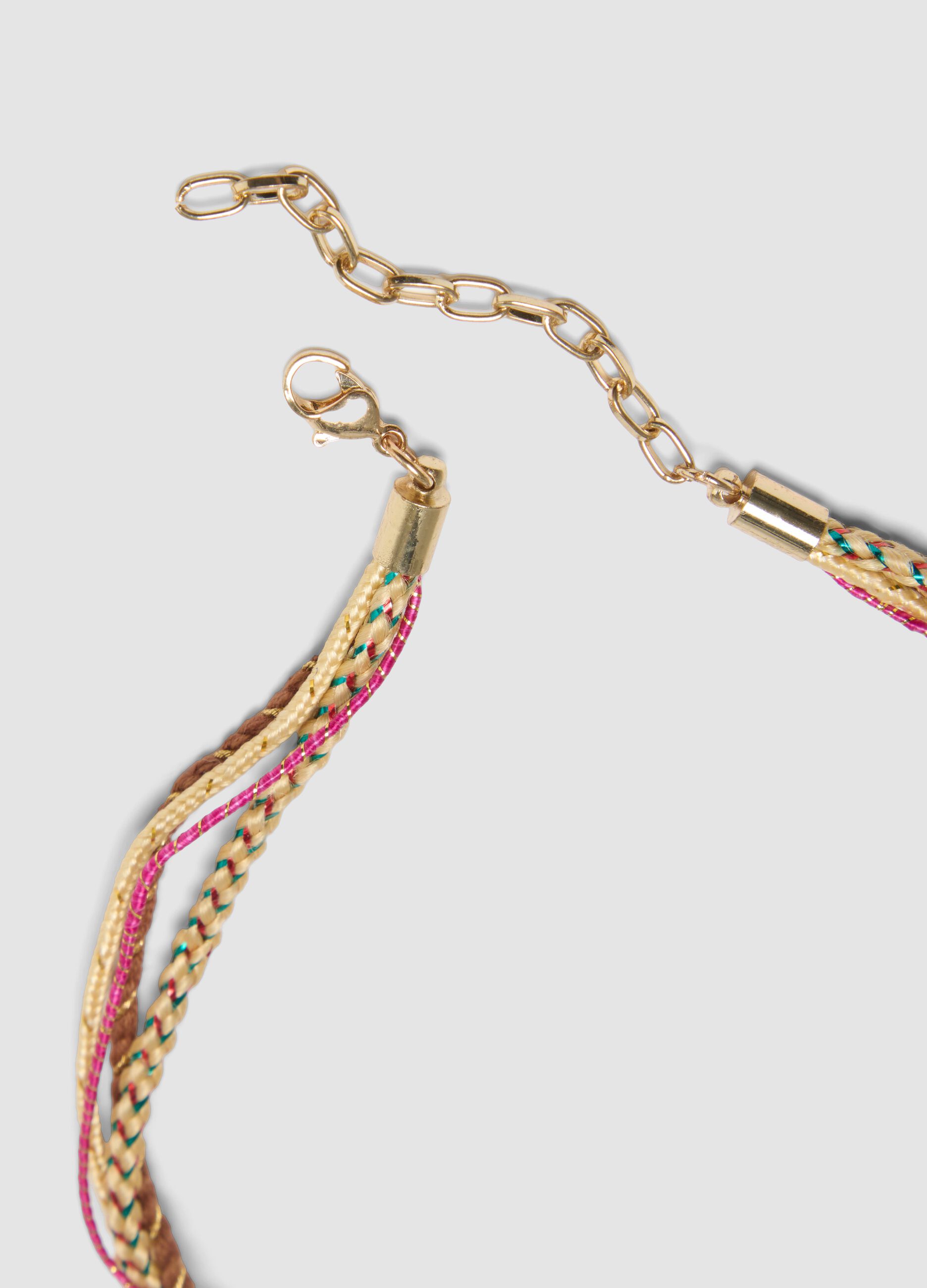 Multicolour necklace with gold-tone charms