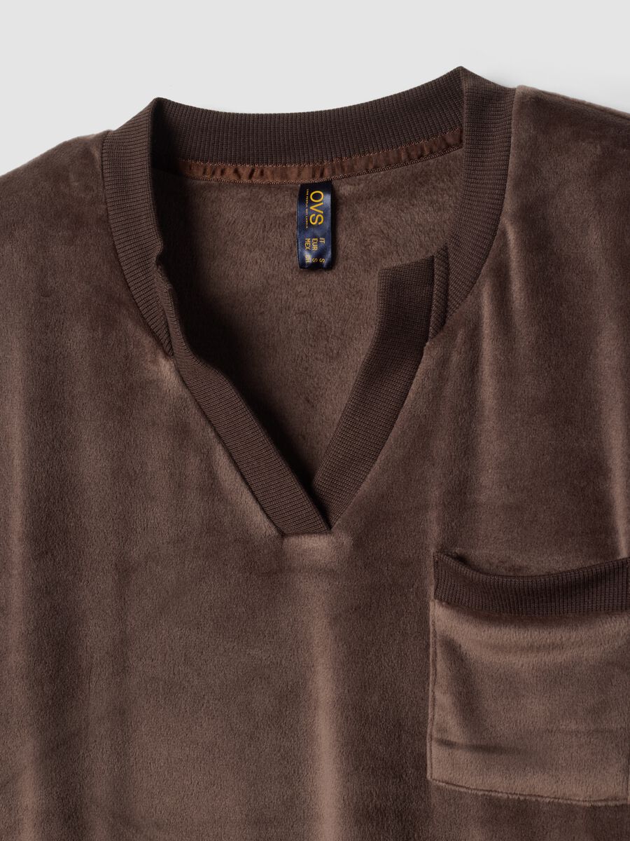 Brown stretch V-neck pyjama top_2