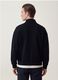 Navy full-zip sweatshirt in stretch piqu&eacute; with ribbed collar_3