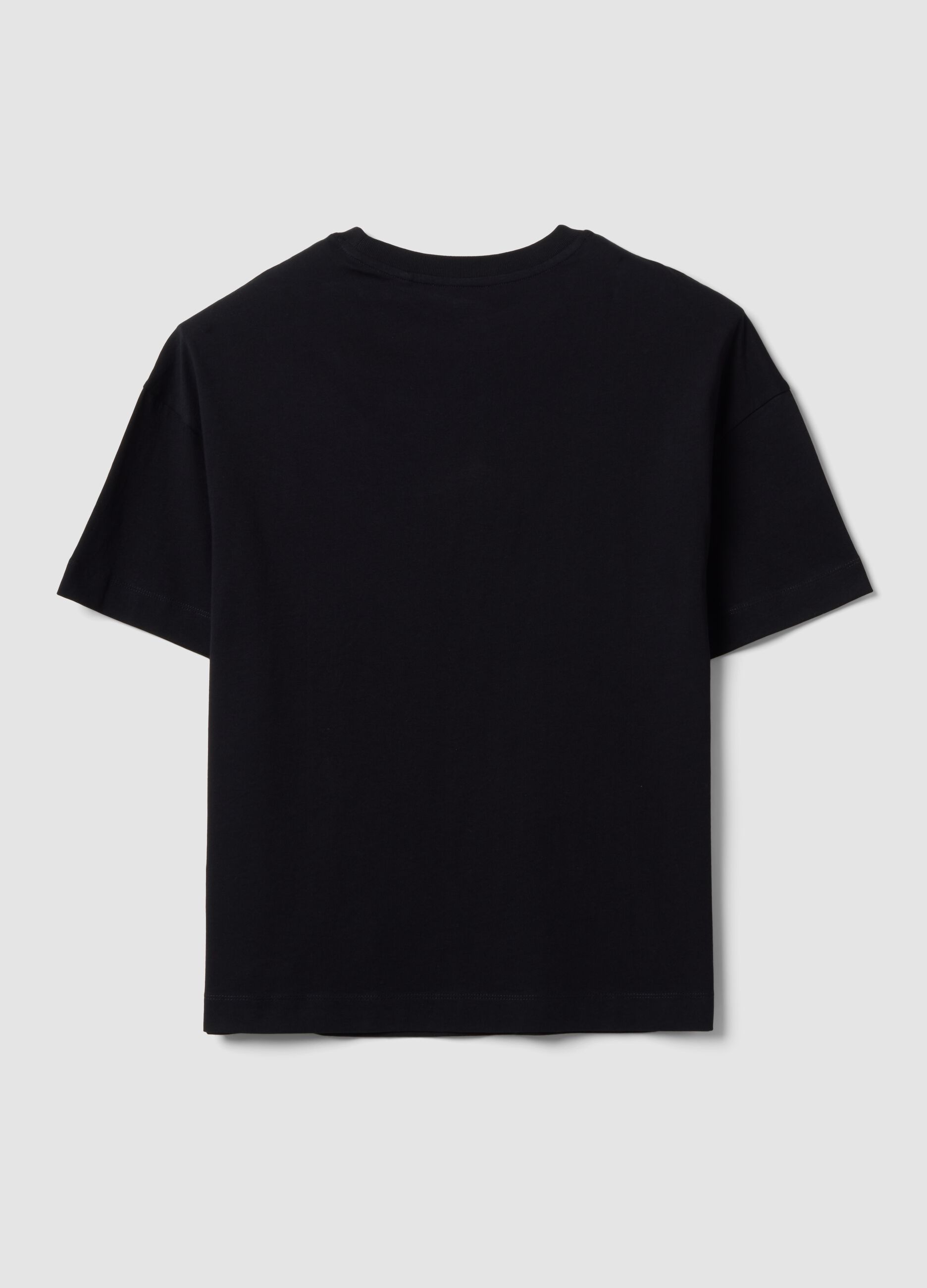 Black oversized-fit pure cotton short-sleeve T-shirt