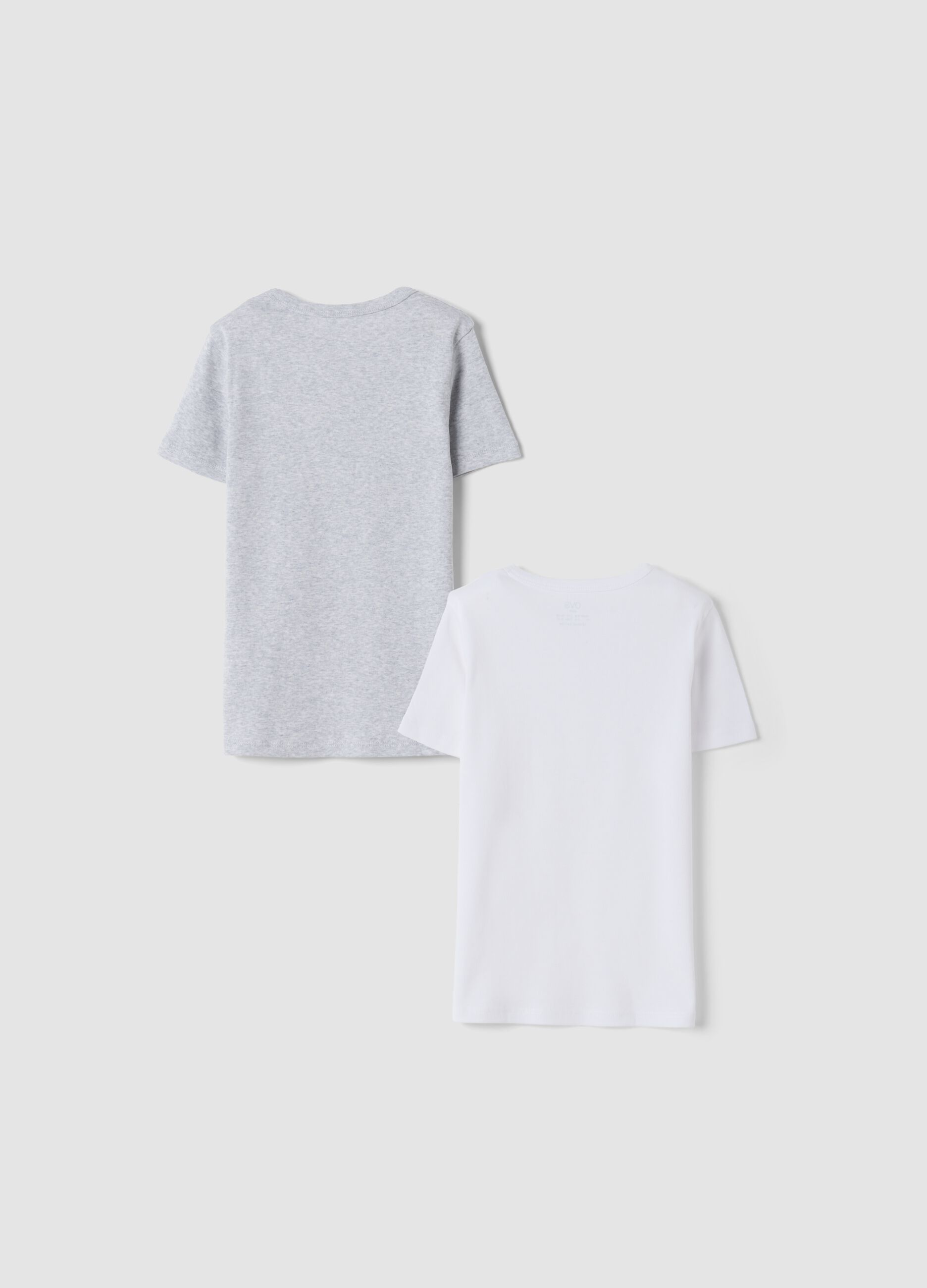 2-pack white and grey crew-neck T-shirts in pure organic cotton