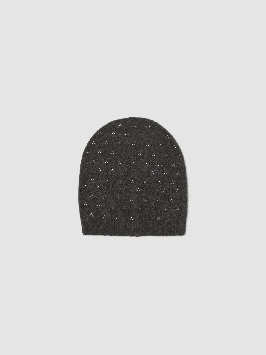 Grey viscose and stretch wool beanie_1