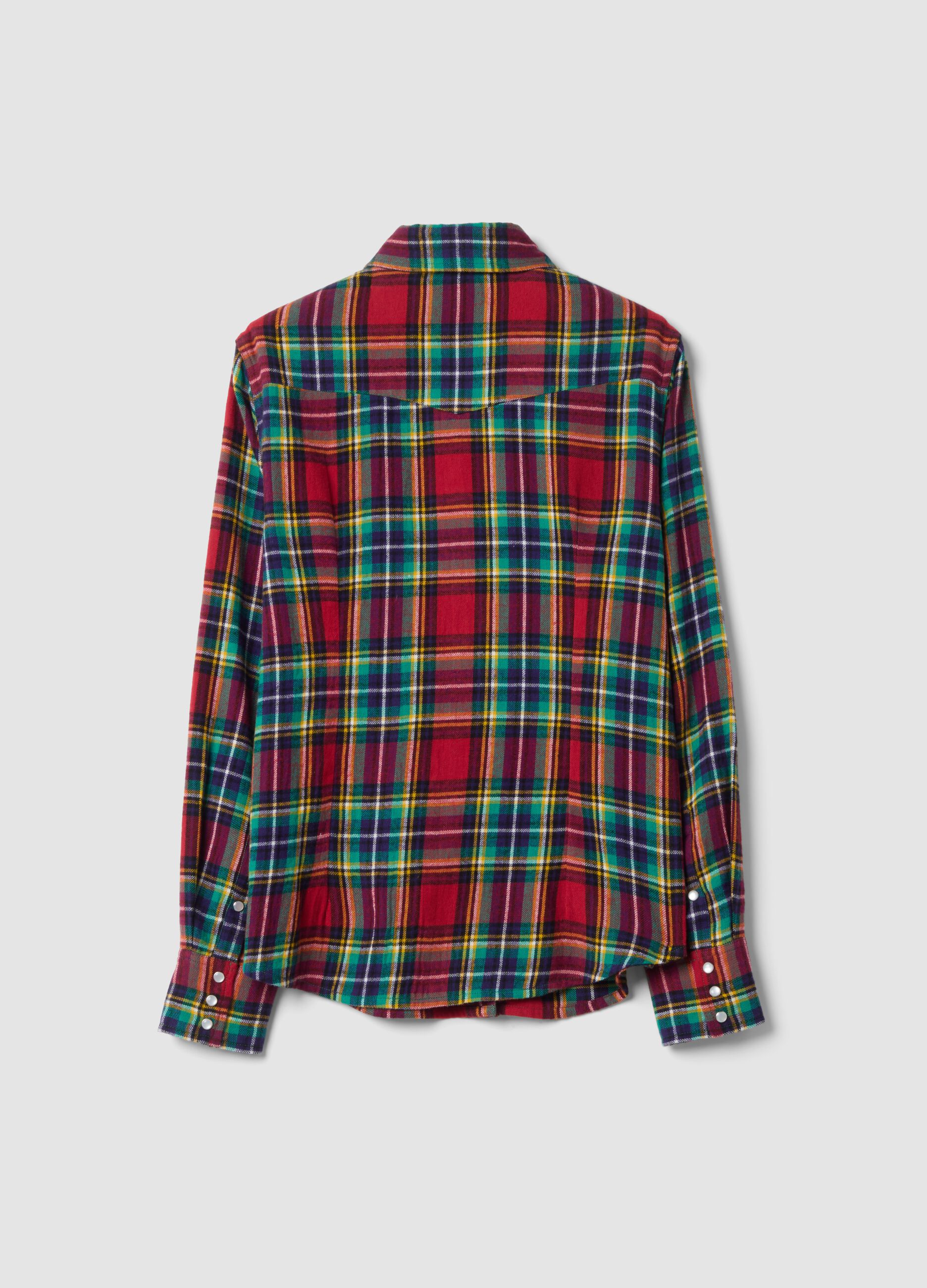 Camicia flanella check tartan in puro cotone regular fit