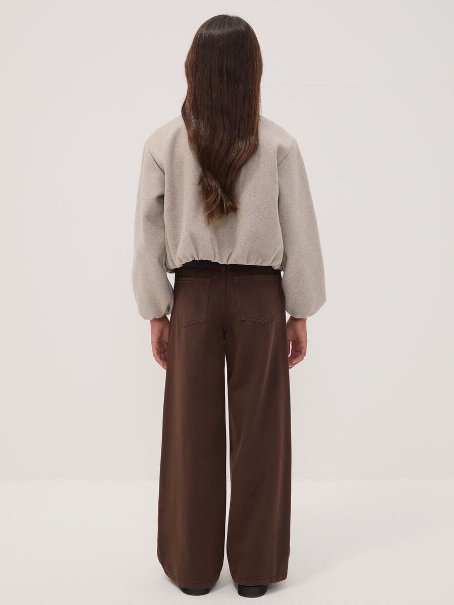 Brown wide-leg jeans in pure cotton twill_2