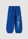 Pantaloni jogger blu in puro cotone organico con stampa_0
