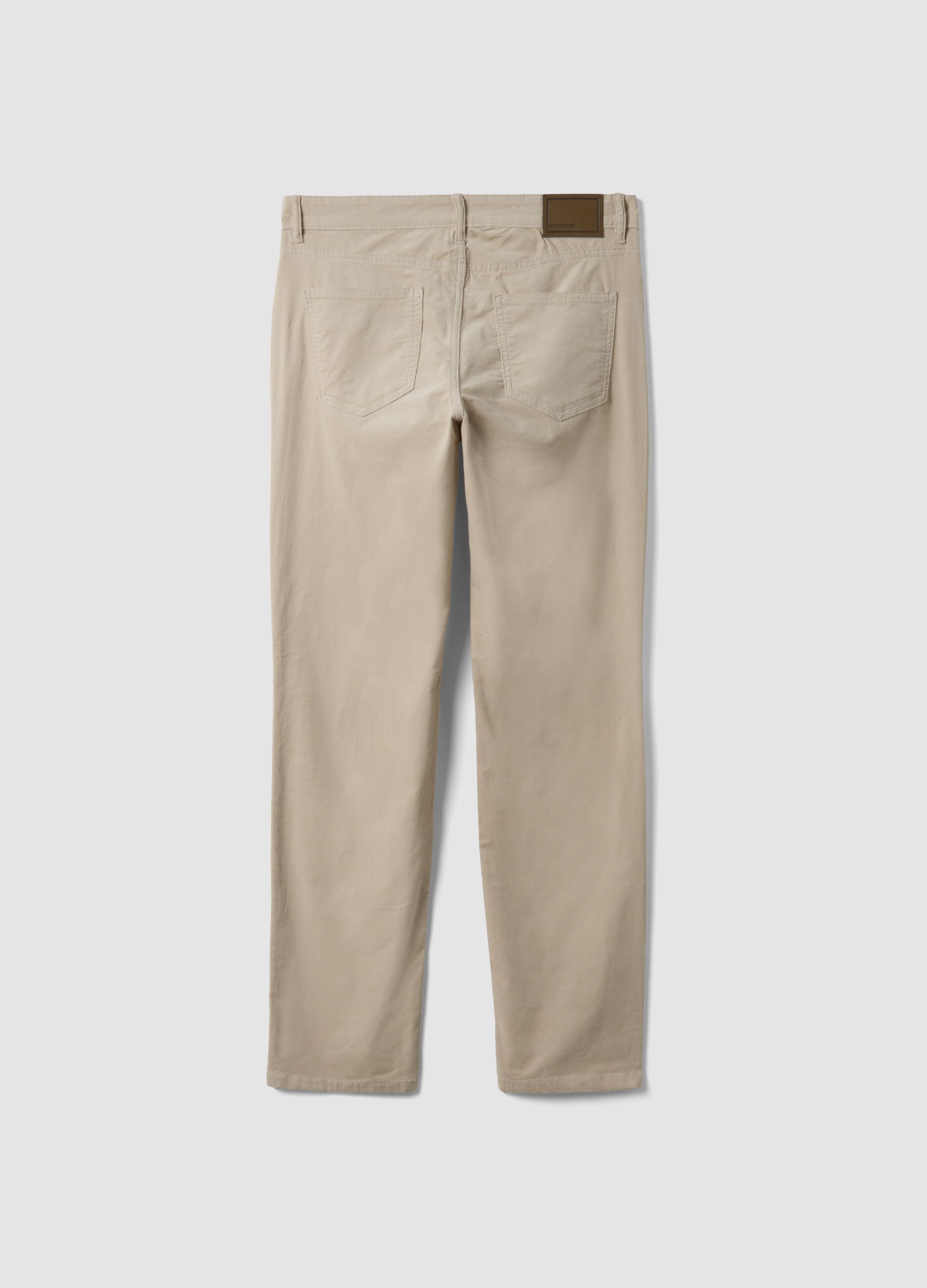 Pantaloni grigi a costine in cotone elasticizzato slim fit