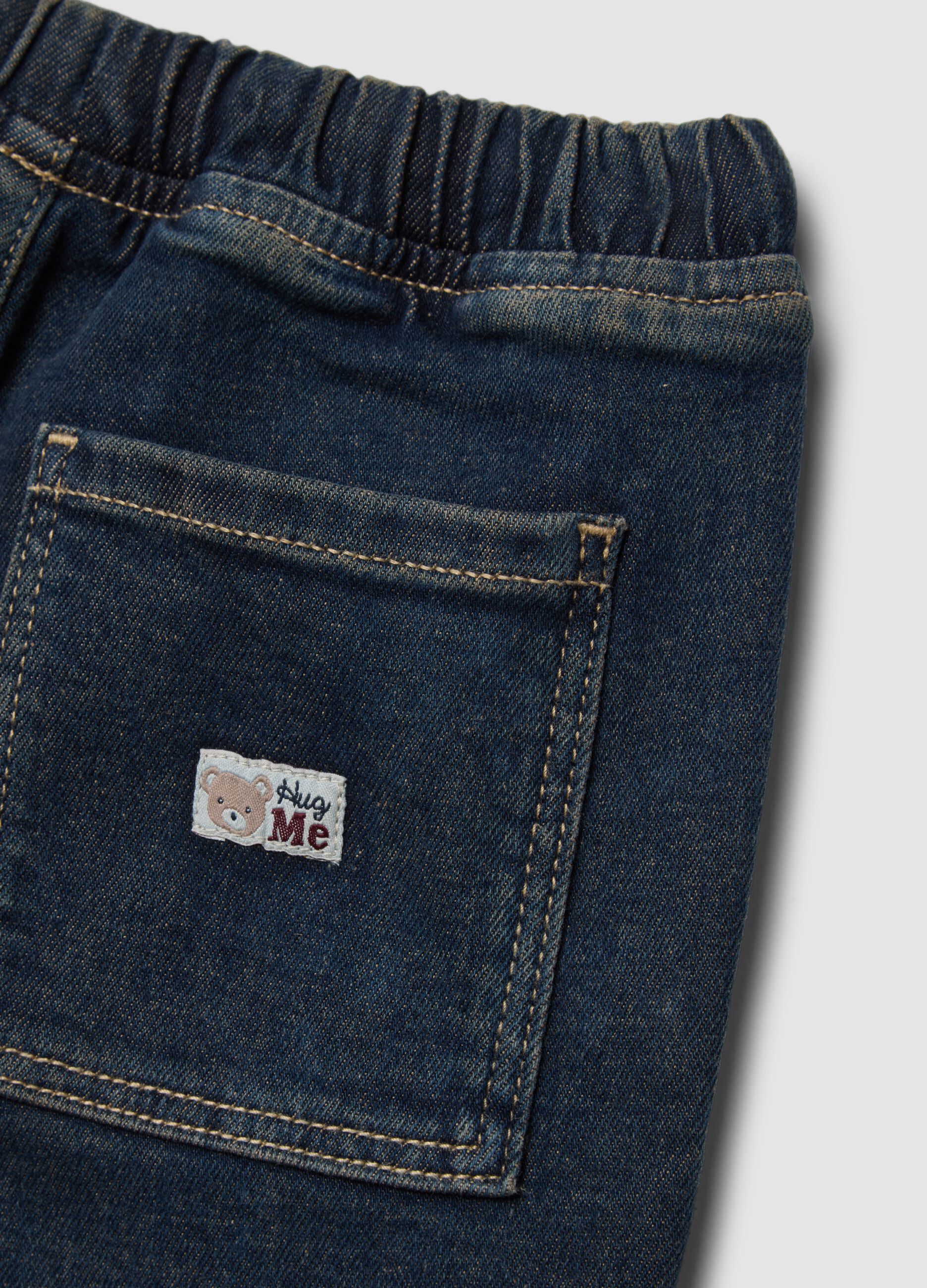 Pantaloni blu in cotone elasticizzato balloon fit
