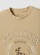 Beige pure cotton tank top with front print_5