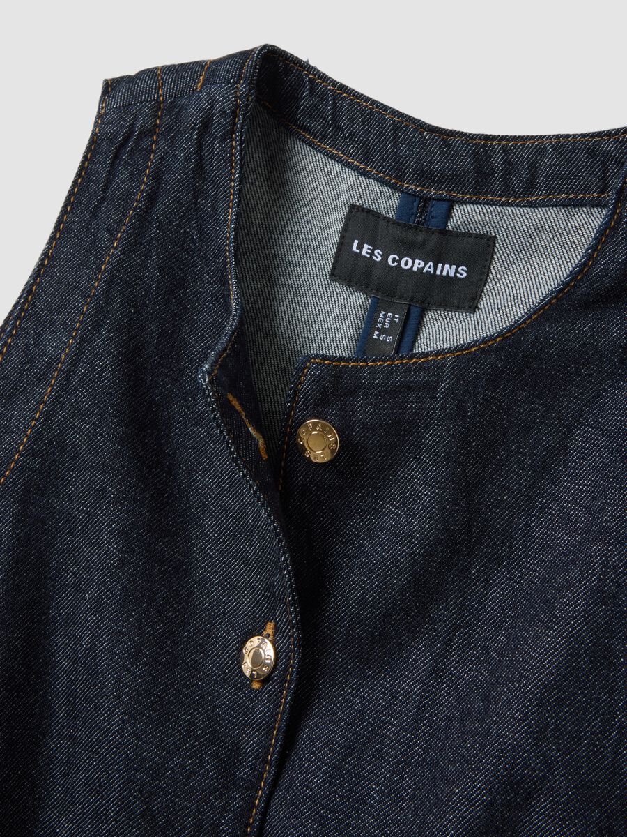 Blue denim waistcoat in pure cotton, regular fit_1
