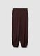 Brown pure viscose trousers with elasticated cuffs, regular fit_4