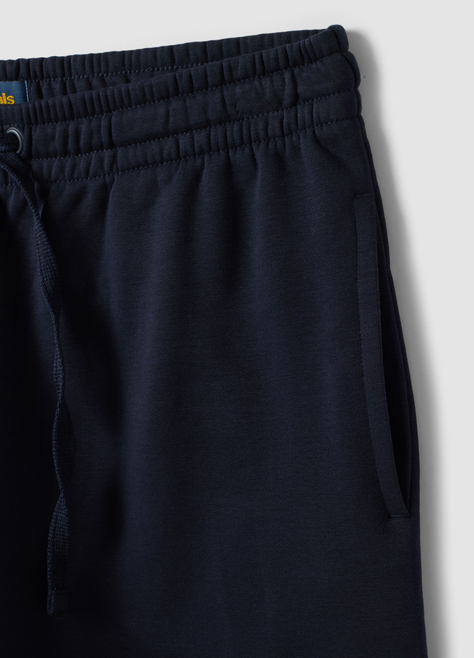Blue cotton-blend shorts with elasticated waist, regular fit