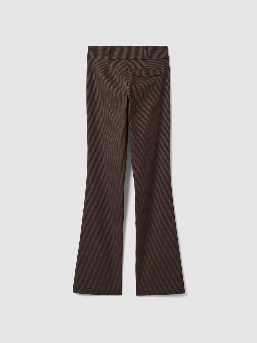 Brown flared trousers in stretch viscose with pinstripe pattern_5