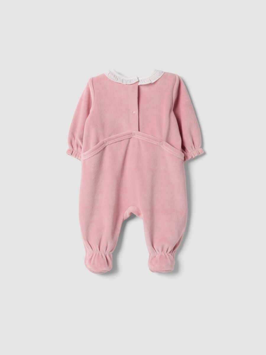 Tutina rosa in misto cotone organico con colletto volant_1