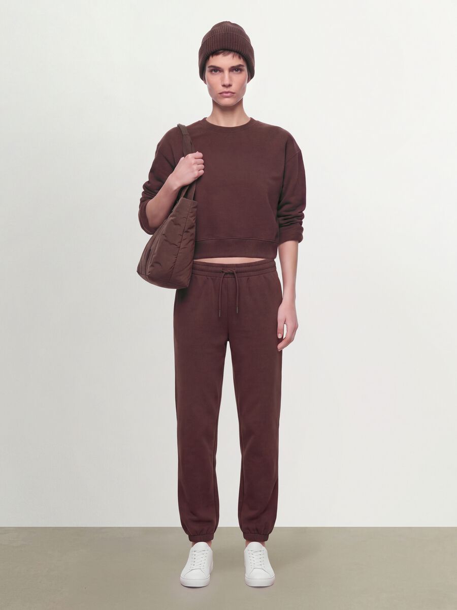 Brown cotton-blend crew-neck sweatshirt, regular fit_1