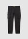Black Stretch Cotton Slim Fit Cargo Trousers_4