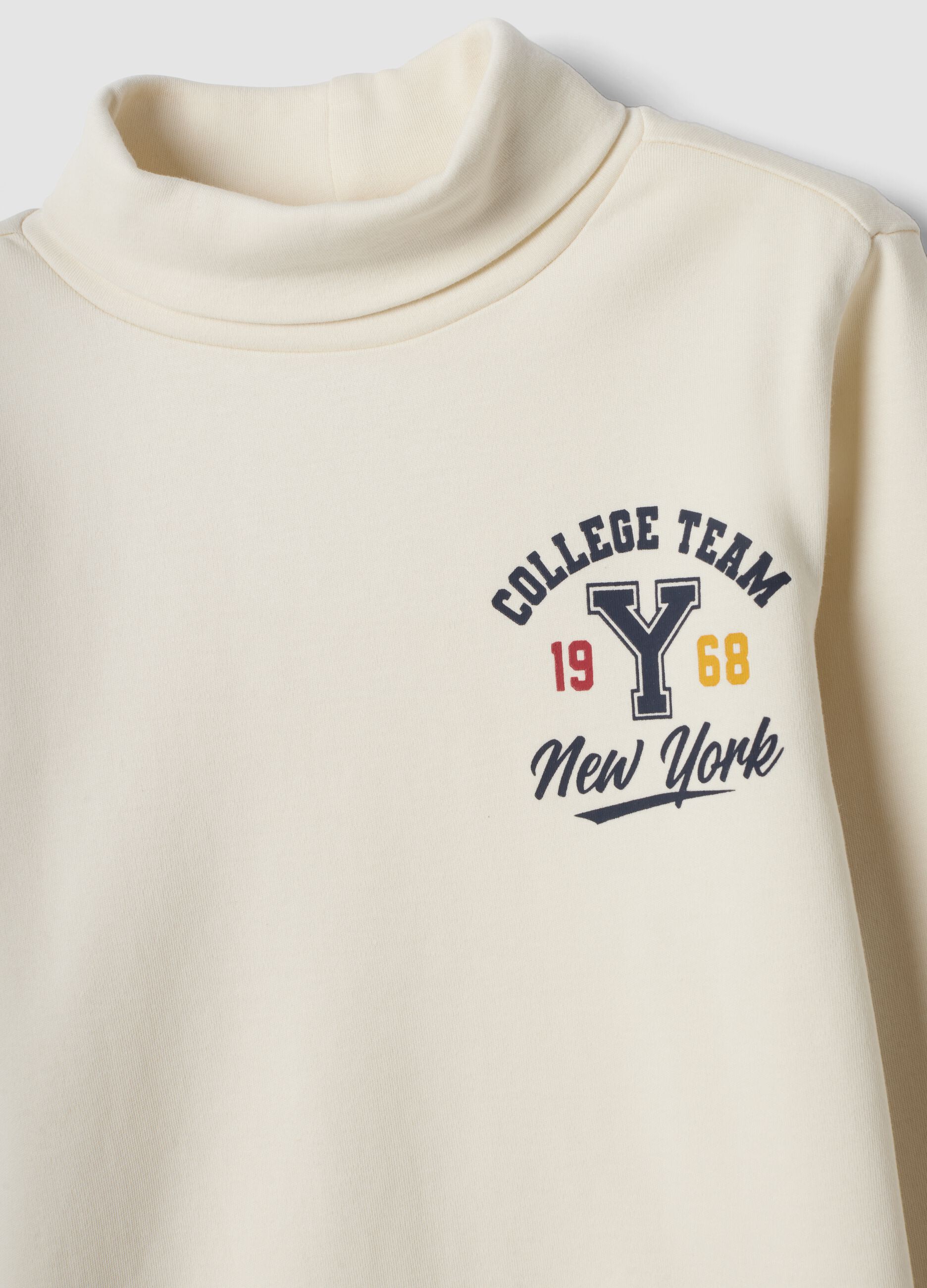 Grey organic cotton roll-neck T-shirt