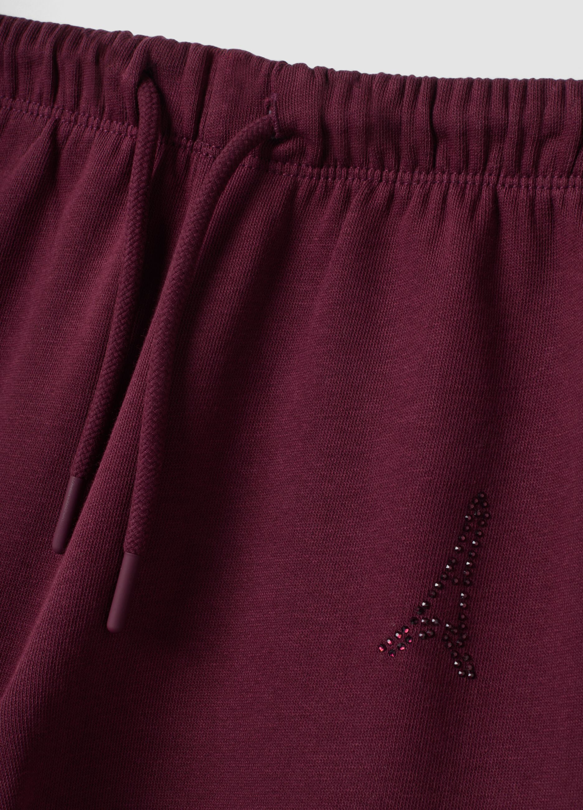 Pantaloni viola in puro cotone a gamba ampia