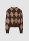 Maglia marrone in lana elasticizzato a rombi girocollo_2