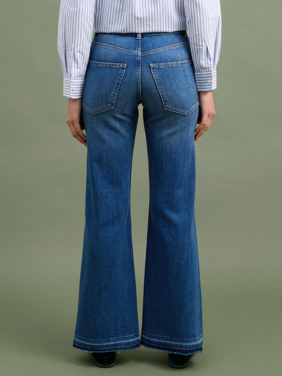Blue wide-leg stretch cotton jeans_2
