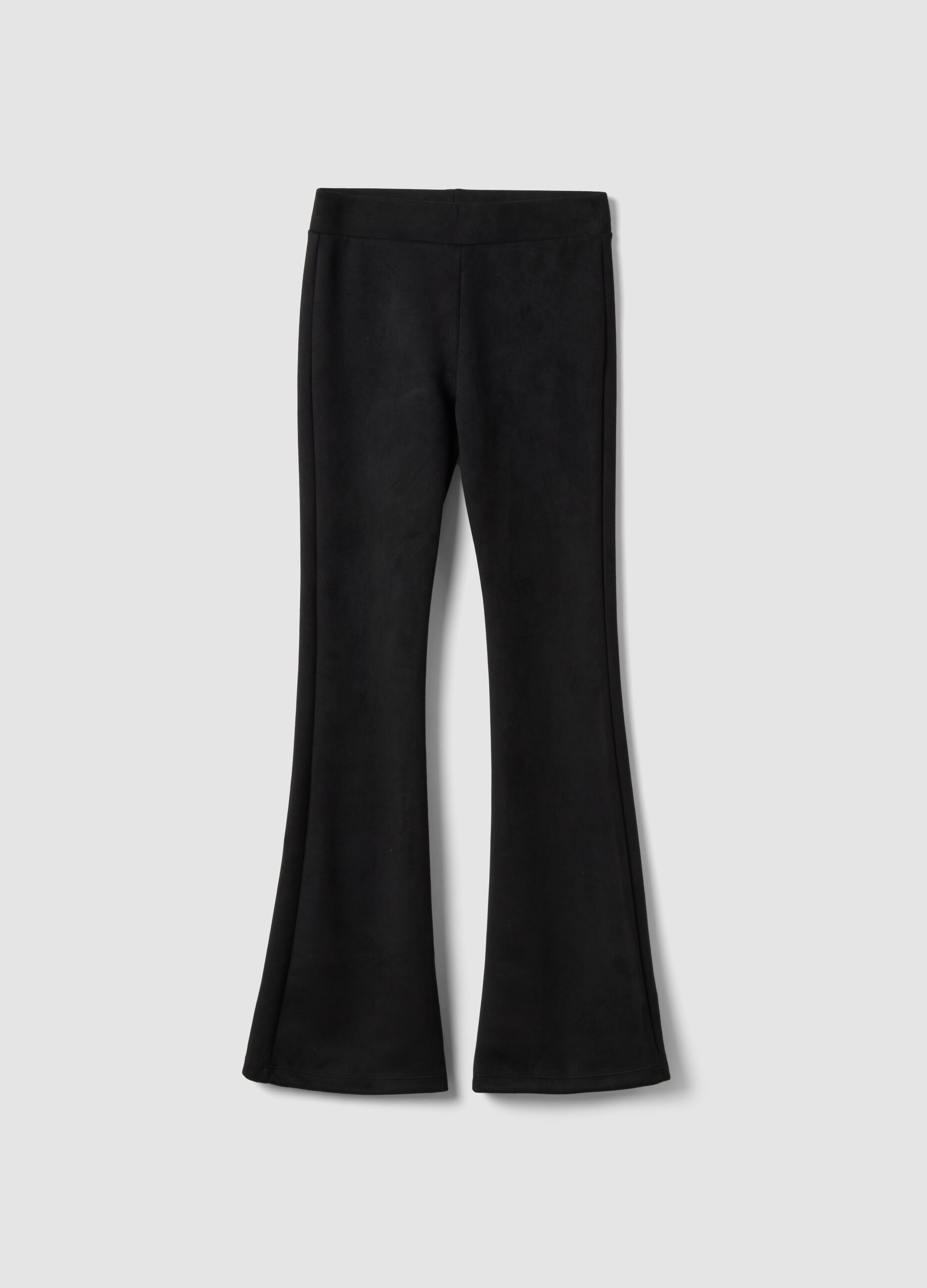 Black flared leggings in stretch fabric