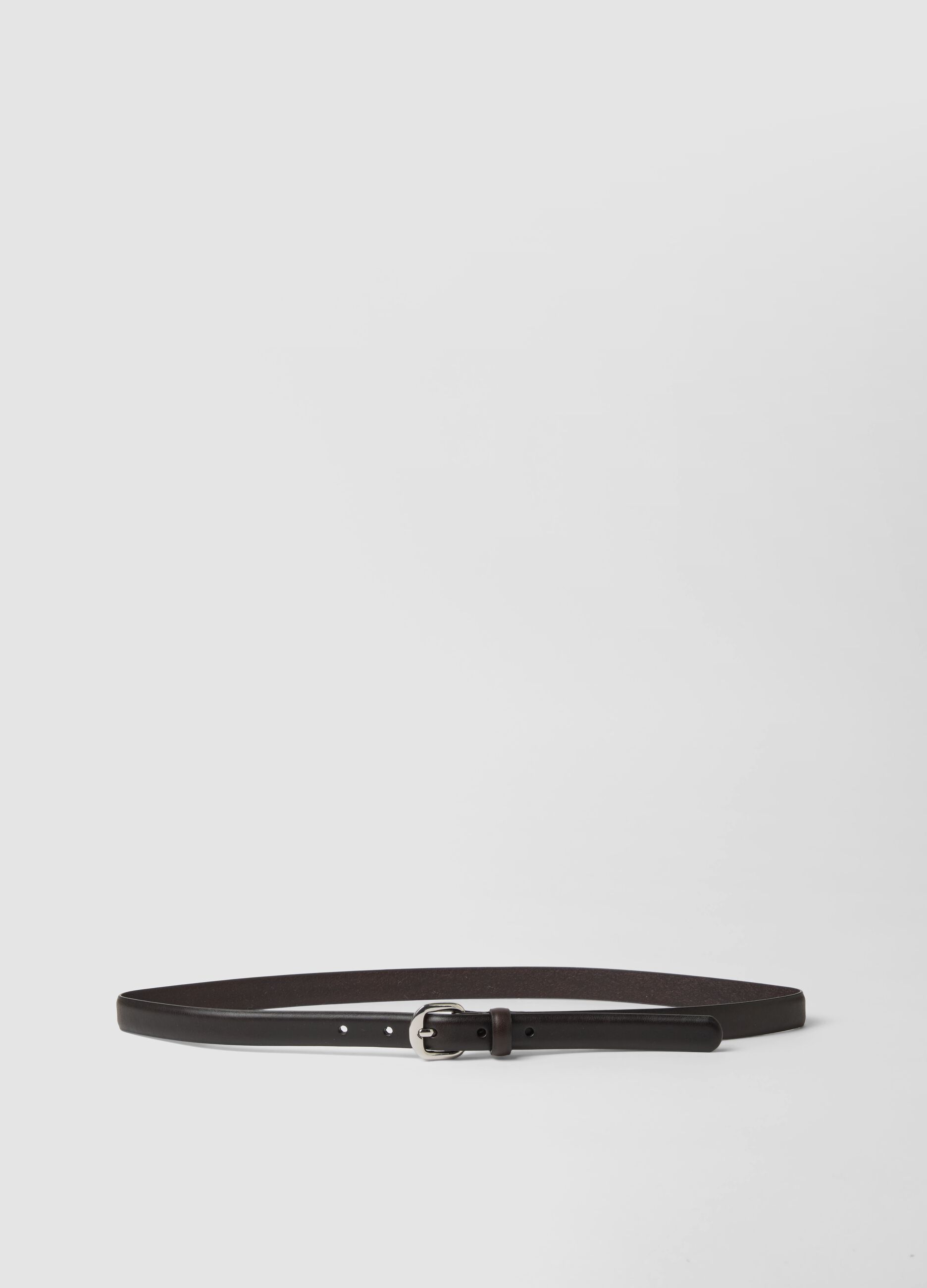 Brown genuine leather belt with metal buckle