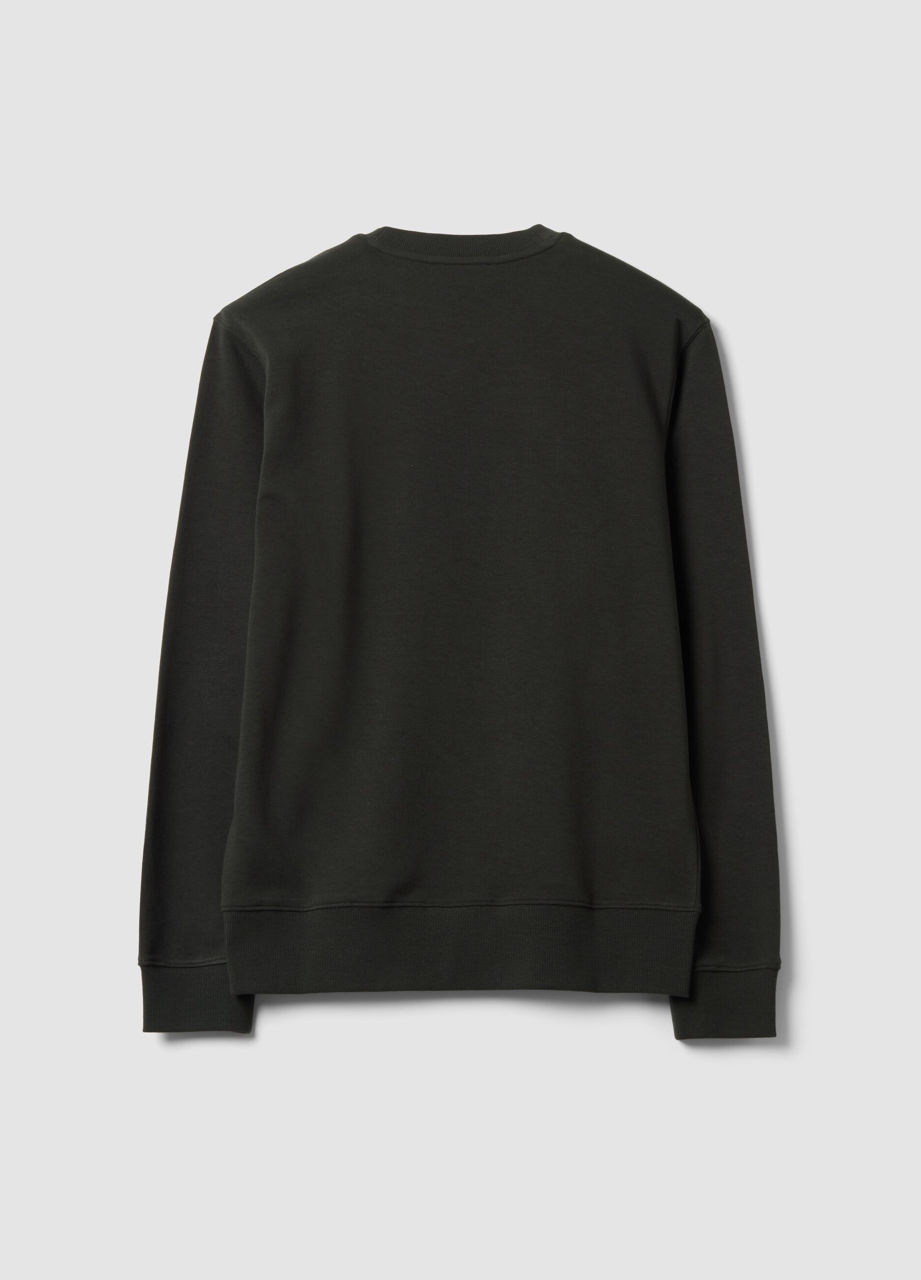 Black crew-neck cotton-blend sweatshirt, regular fit