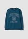 Blue pure cotton crew-neck sweatshirt with college print_0