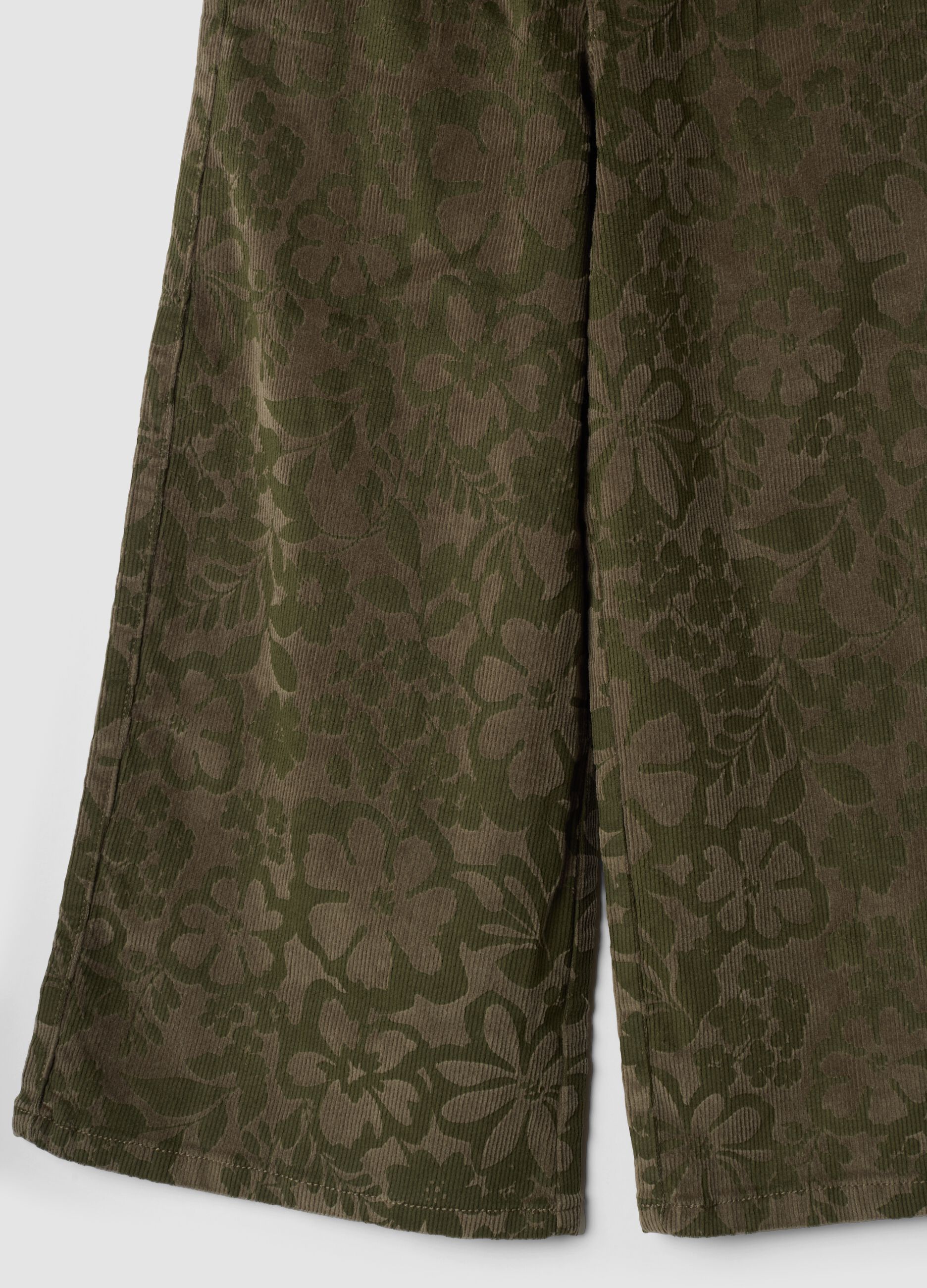 Green wide-leg stretch cotton trousers
