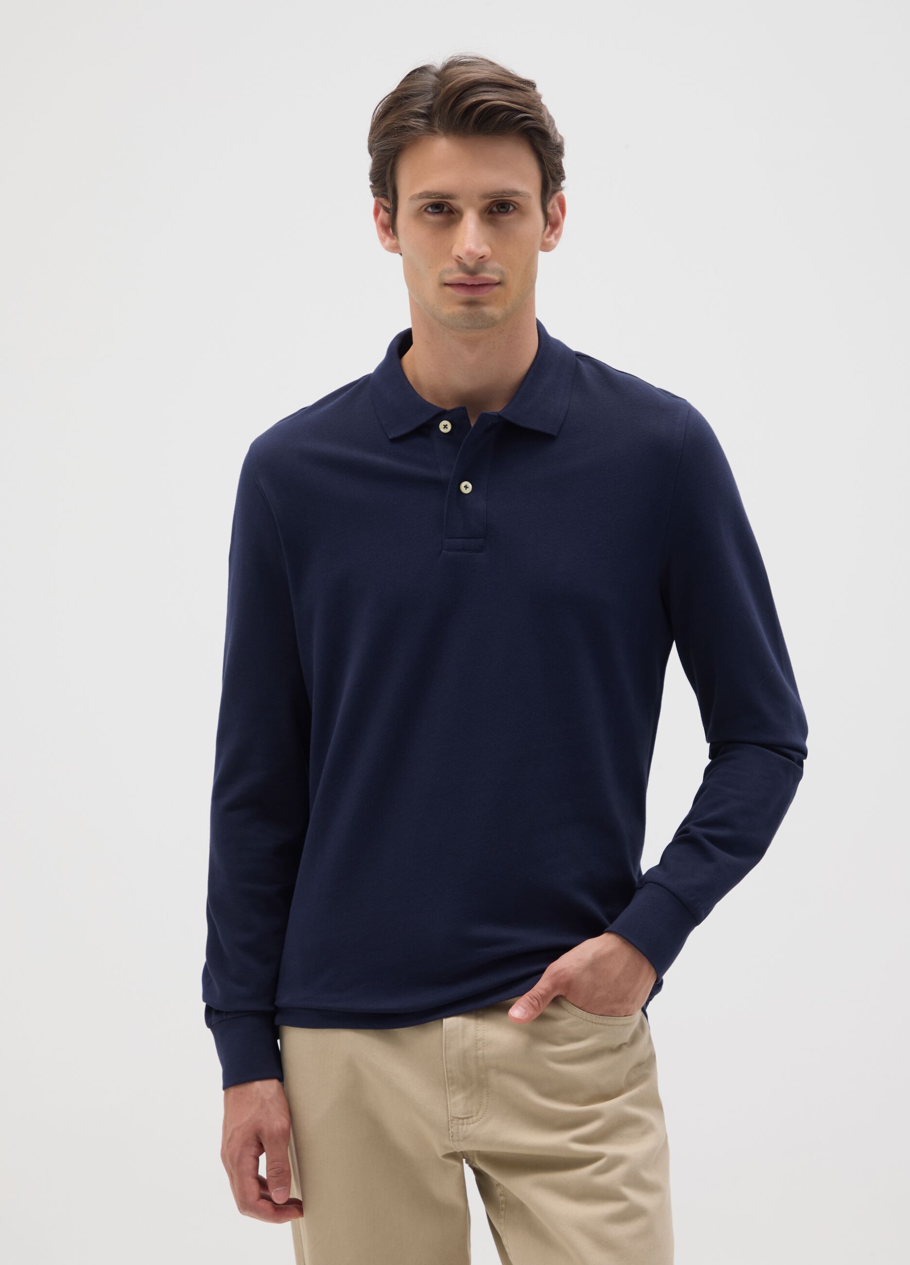 Men's Regular Fit Blue Cotton Polo Shirt