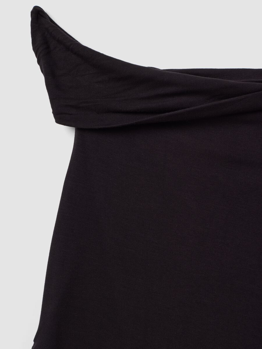 Black asymmetric one-shoulder slim-fit stretch viscose top_6