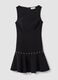 Black sleeveless stretch viscose dress with eyelet detail_4